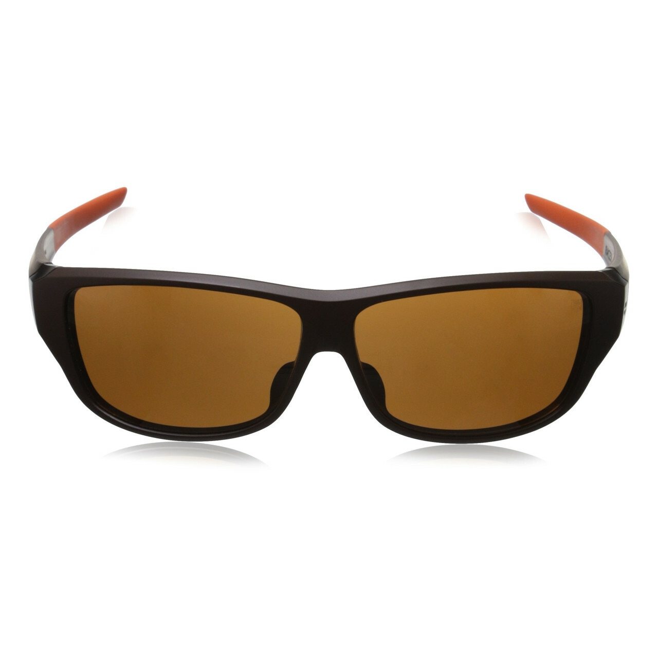 TAG Heuer 9225 202 Racer sunglasses featuring a matte brown frame with orange accents and brown outdoor lenses, designed for style and comfort.